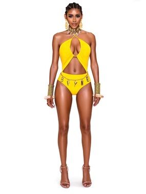 Bright Yellow Cutout One-Piece Swimsuit by BFYNE